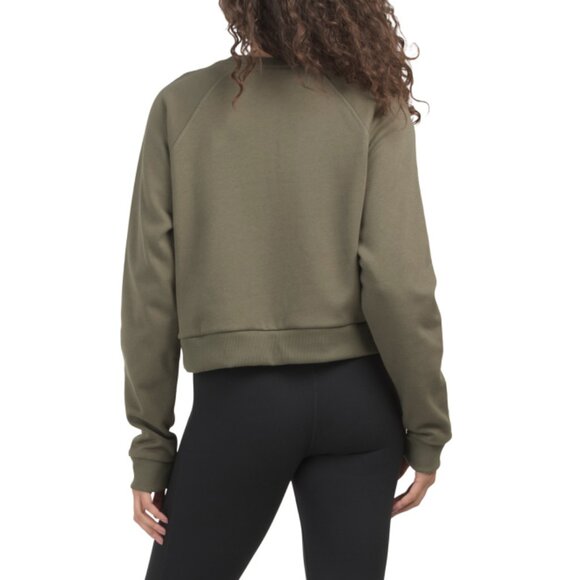 UNDER ARMOUR Marine Od Green Rival Crop Crew Neck Top - Picture 2 of 2